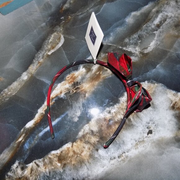 Janie and Jack Christmas Multicolor Plaid Headband W/ Bow Girl's NEW - Picture 3 of 3